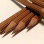 Brown Graf von Faber-Castell No.III desk pencils with hexagonal barrels and sharpened tips in wooden box