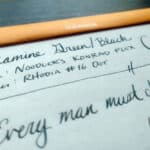 Handwritten notes using Diamine Green/Black fountain pen ink on white paper