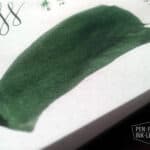 Diamine Green Black fountain pen ink swatch showing dark green shading on paper