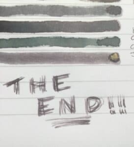 Graf Von Faber-Castell Stone Grey ink swatches and handwriting on lined paper