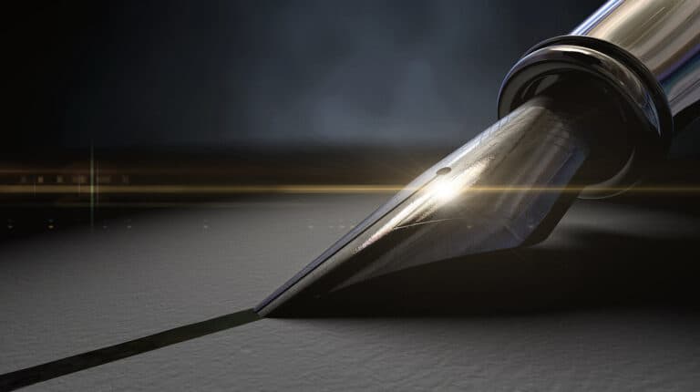 A close-up of a fountain pen nib
