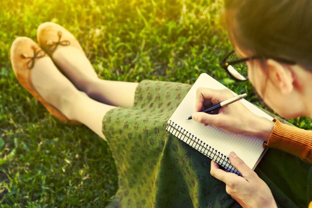 A woman writing