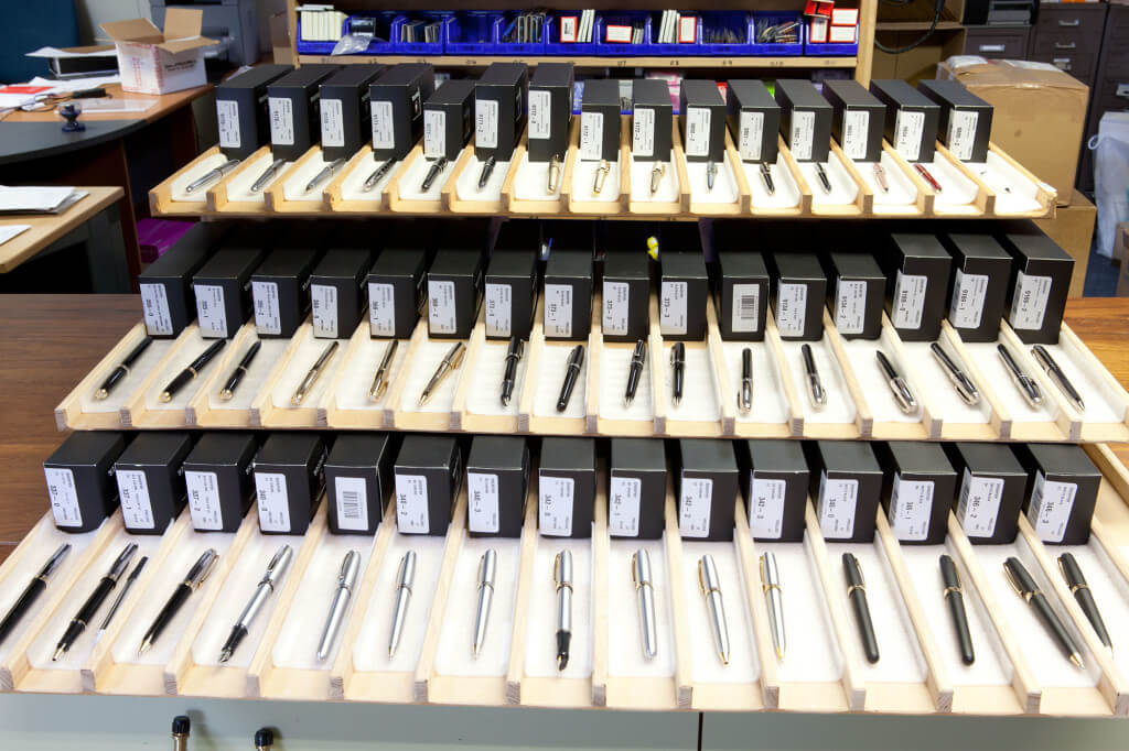 Some of our new Sheaffer stock waiting to be photographed.