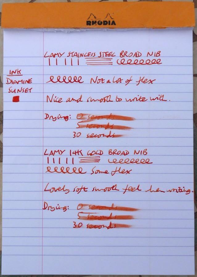 Lamy gold nib writing samples