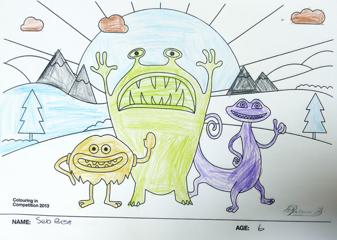 Seb Best – Age 6 – Colouring Competition Entry