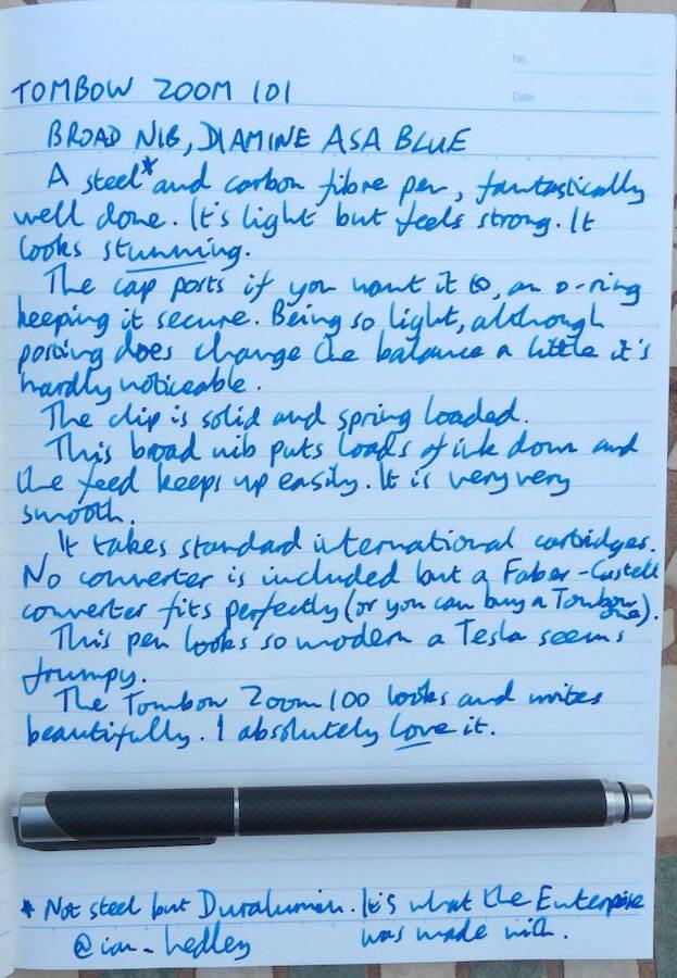 Tombow Zoom 101 handwritten review