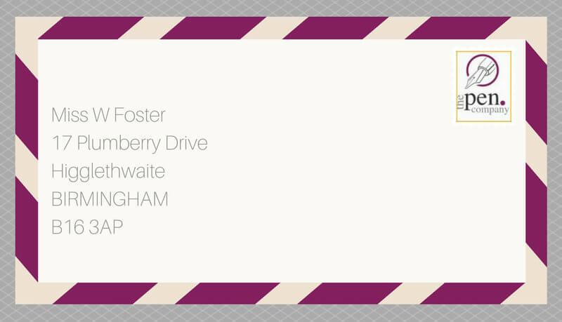 Addressed envelope for UK post