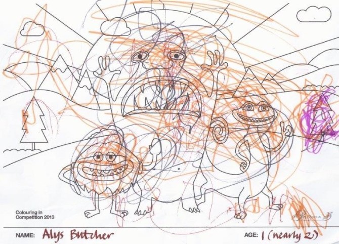 Alys Butcher – Age 1 (nearly 2) – Colouring-in Competition Entry