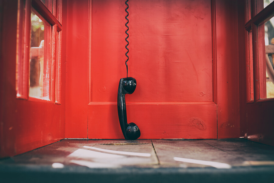 A telephone off the hook