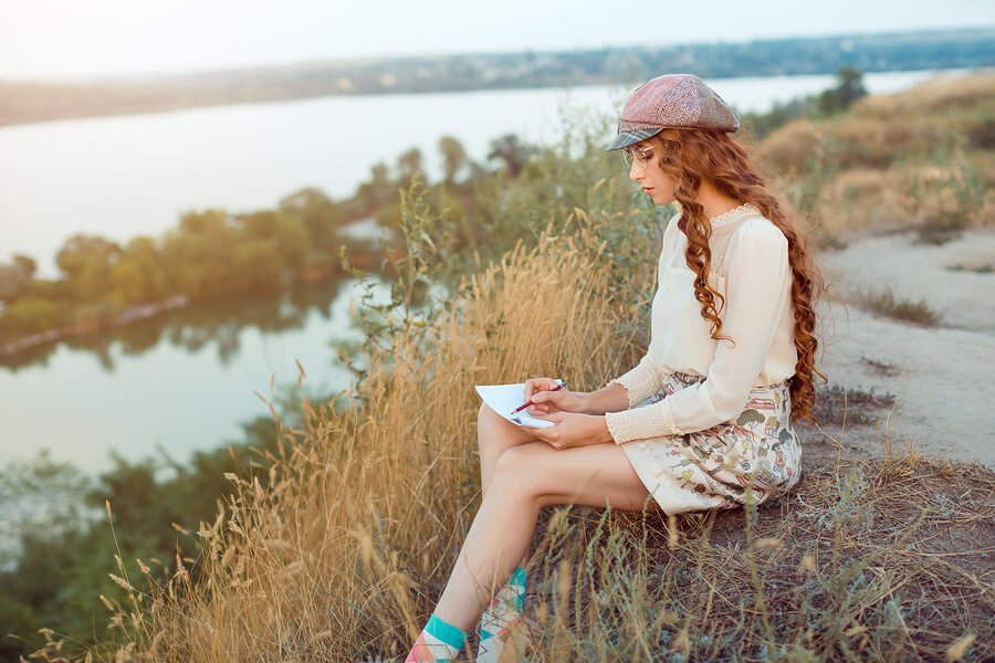 A woman writing