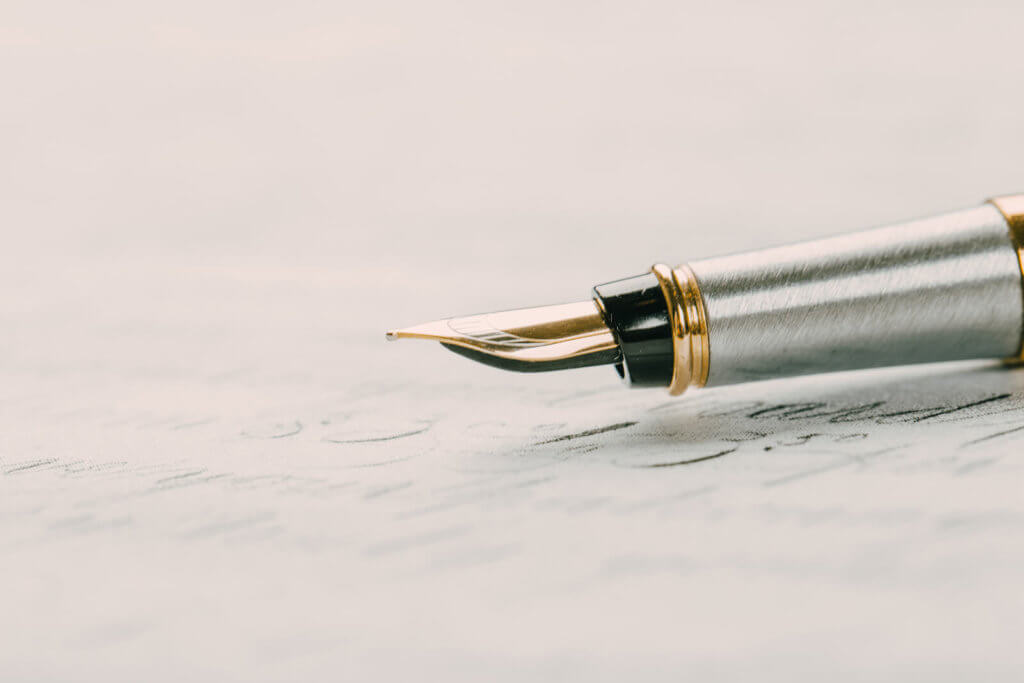 fountain pen on paper with ink