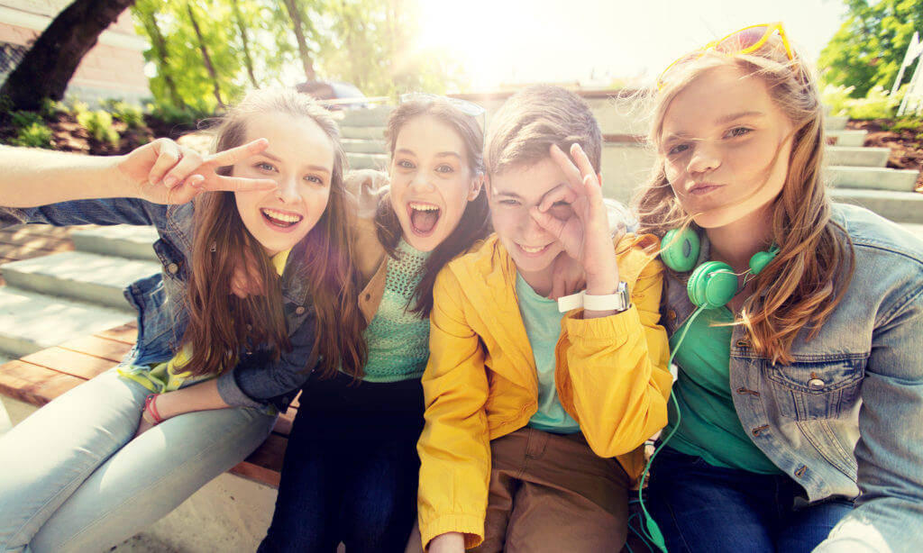 Happy teen friends