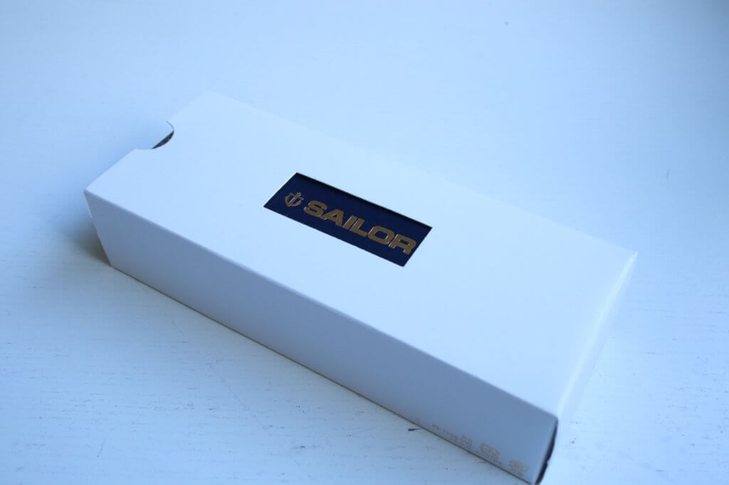 The white sleeve of the box for the Sailor 1911 Ringless fountain pen