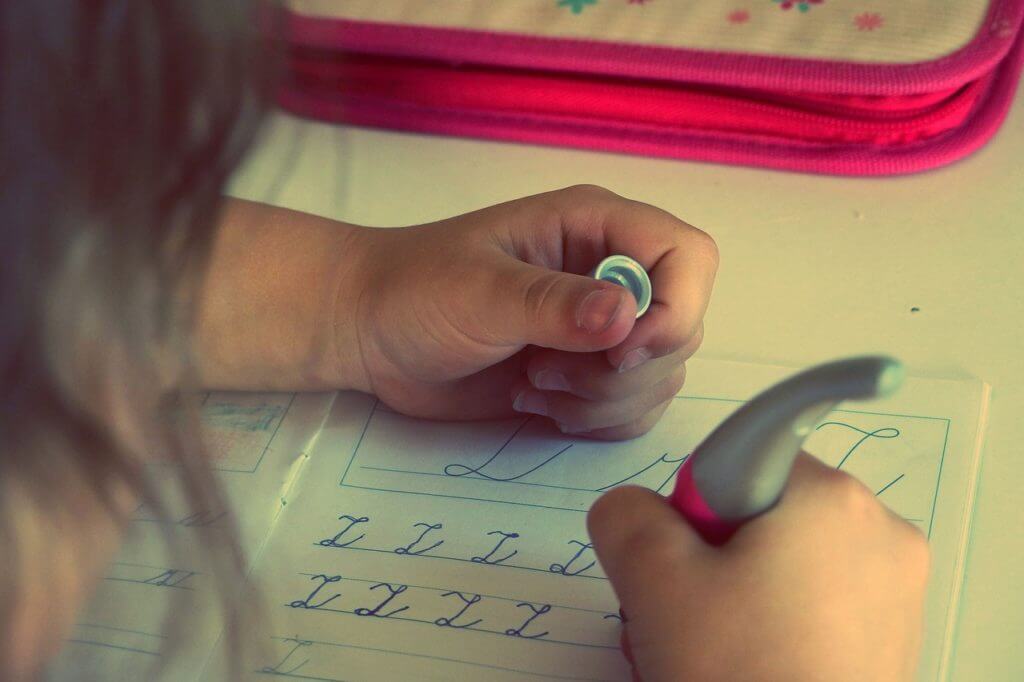 A girl writing