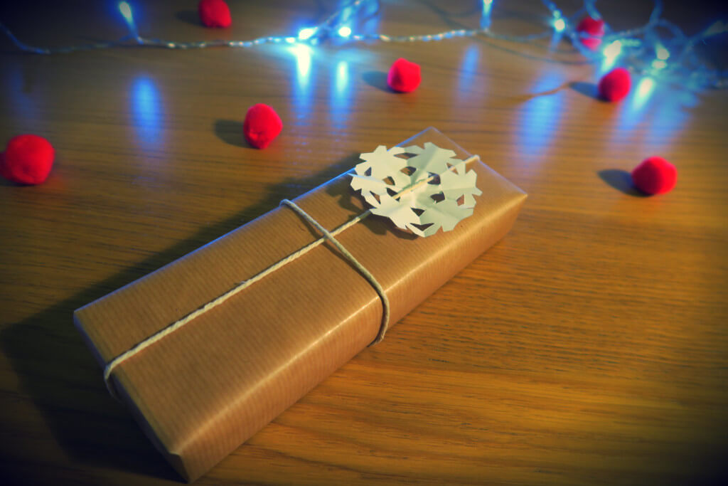 snowflake gift wrap for Christmas
