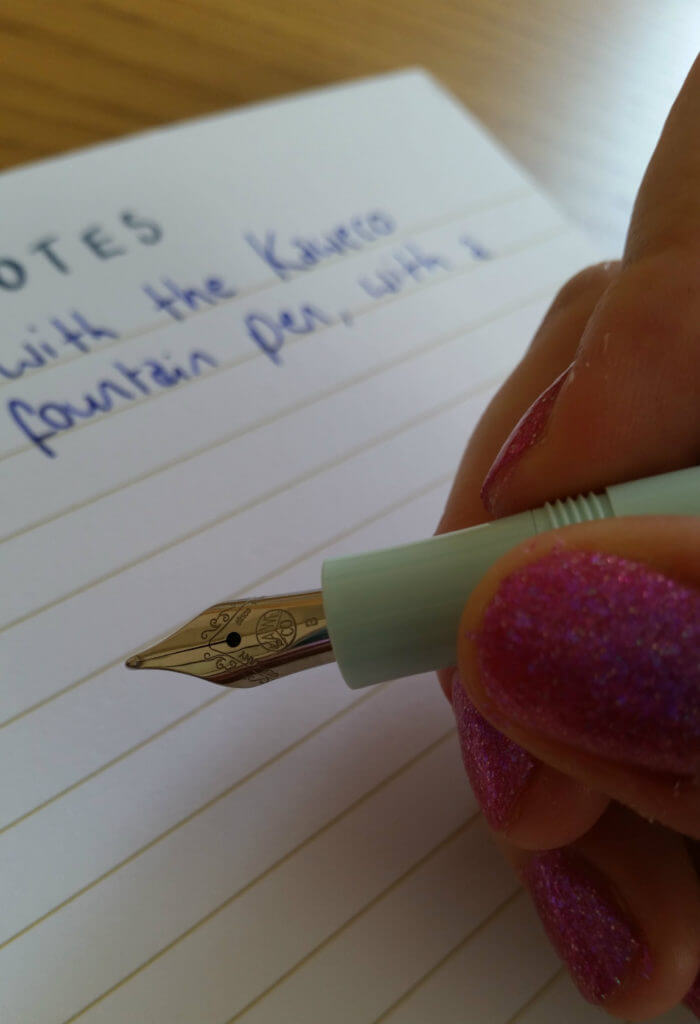 The Kaweco Skyline Sport fountain pen in hand