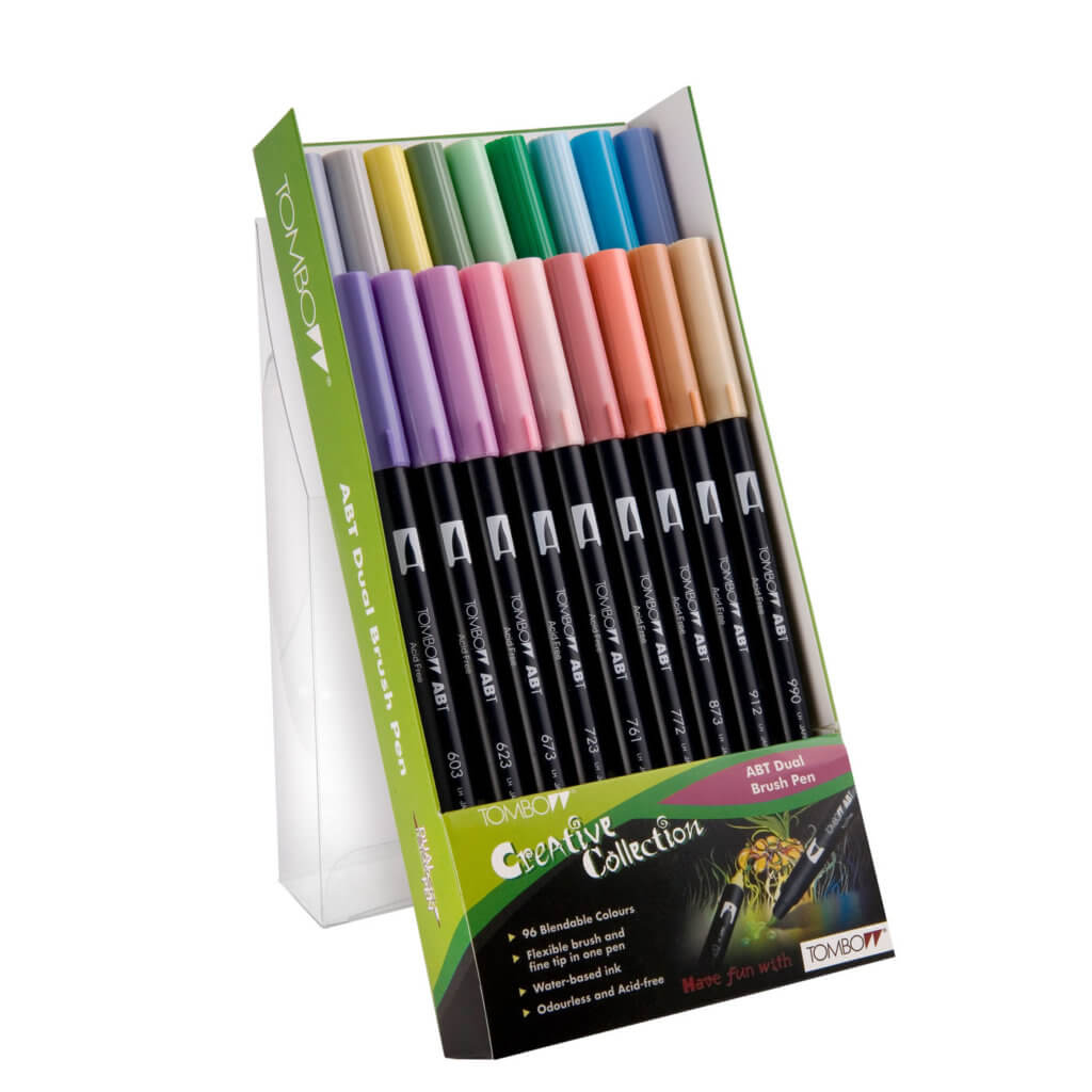 A pack of 18 Tombow ABT dual brush pens in Pastel